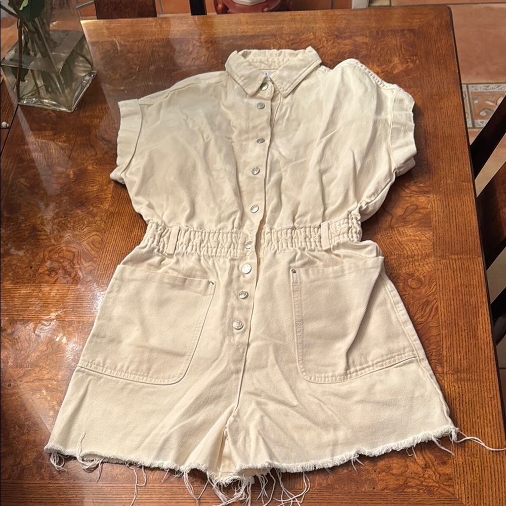 🤍Zara Button-Up Denim Romper 🤍